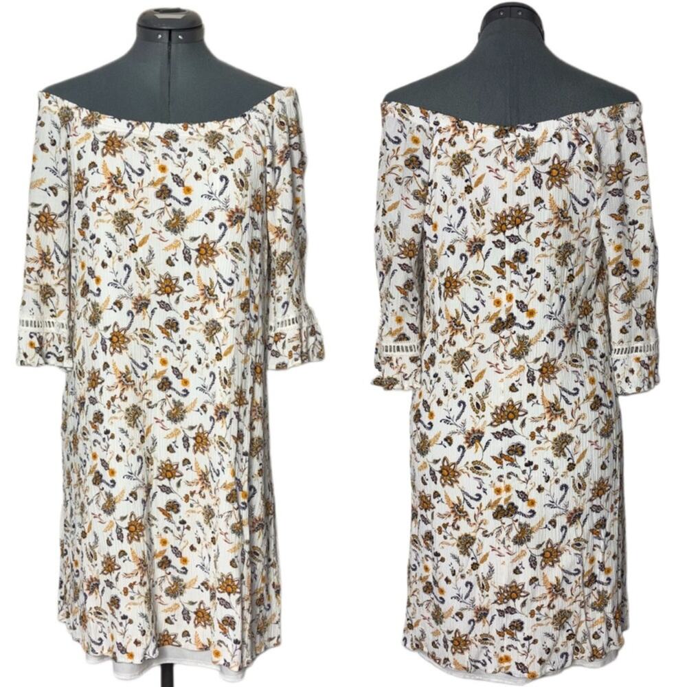 Naif Shift Dress Boho Floral Paisley Bell Sleeve Women's Size Medium Cottagecore